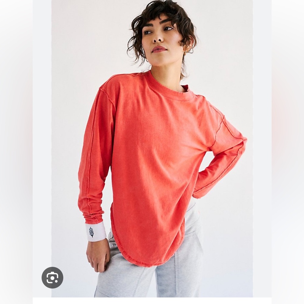 Free People Movement Jordie Long Sleeve Tee Cherry Crush XS 🍊